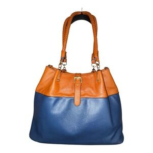 BLACK RIVET Two Tone Large Shoulder Bag Buckle Detail Tote Purse Designer